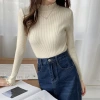 A new women's semi-high-neck long-sleeved knitted sweater with black ear trim for the 2022 autumn and winter season, which can be worn as an inner layer Application Scenario